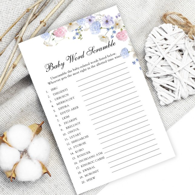 Papier Fleur sauvage Genre Révéler Bébé Mot Scramble Jeu (Créateur téléchargé)