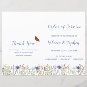 Papier Fleur sauvage Mariage Ordre de service