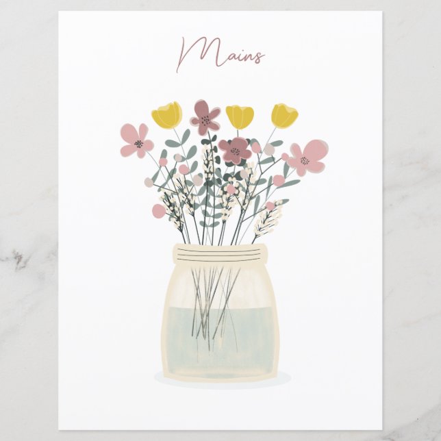 Papier Fleur sauvage Mason Jar Mains Recette Divider (Devant)