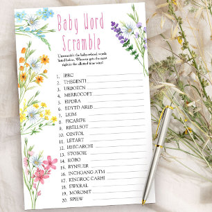 Papier Fleur sauvage Meadow Baby Mot Scramble Douche Jeu