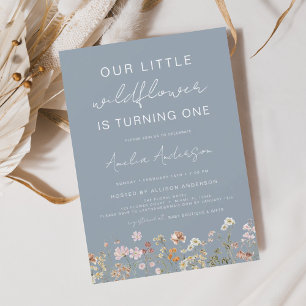 Papier Fleur sauvage Premier anniversaire Dusty Blue Invi
