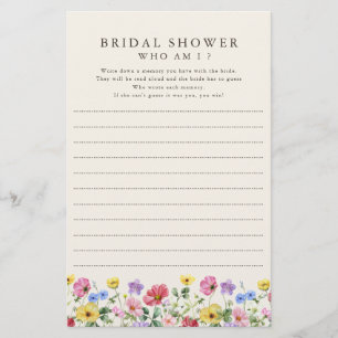 Papier Fleur sauvage Rustic Chic Floral Qui Suis-Je Jeu