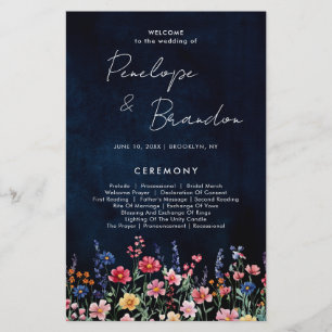 Papier Fleur sauvage Rustic Country Boho Wedding Programm