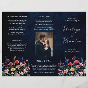 Papier Fleur sauvage Rustic Country Photo Wedding Program