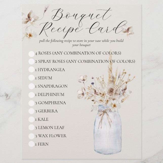 Papier Fleur sauvage Rustic Elegant Fête des mariées Jeu (Devant)