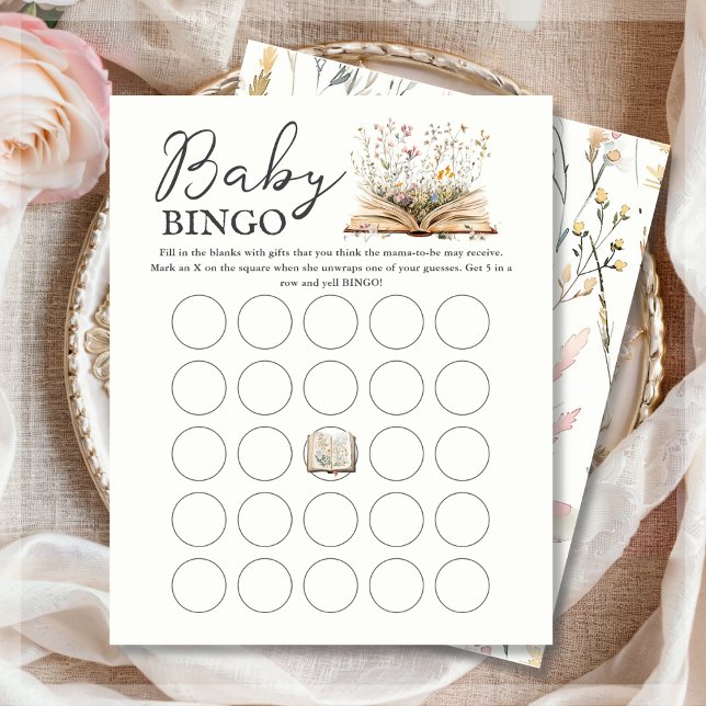 Papier Fleur sauvage | Thème du livre Bingo Fiches de jeu (Créateur téléchargé)