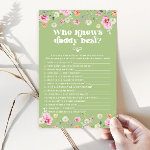 Papier Fleur sauvage vert Sage Qui connaît papa meilleur 