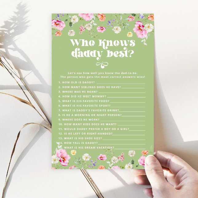 Papier Fleur sauvage vert Sage Qui connaît papa meilleur  (Créateur téléchargé)
