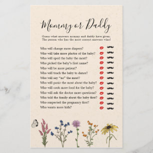 Papier Fleur sauvage vintage Baby shower maman ou papa