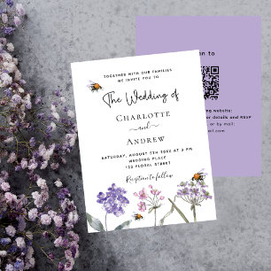 Papier Fleur sauvage violent le faire-part de mariage bud