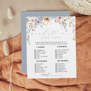 Papier Fleur sauvage Whats in Your Purse Baby shower Jeu