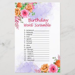 Papier Fleurs Anniversaire Mot Débauche Jeu