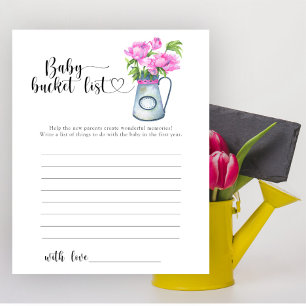 Papier Fleurs baby shower Liste des seaux pour bébés
