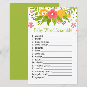 Papier Fleurs Bébé mot scramble jeu