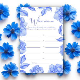 Papier Fleurs Bleues Baby shower Où étions-nous