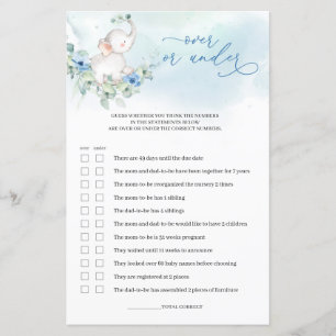 Papier Fleurs bleues d'éléphant mignonnes sur ou sous le 