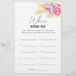 Papier Fleurs bohèmes - Où étions-nous jeu de baby shower