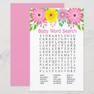Papier Fleurs colorées Baby shower Mot de recherche Jeu