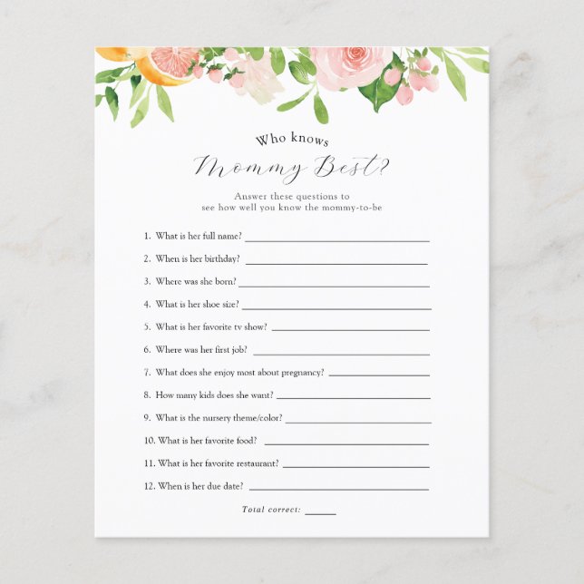 Papier Fleurs d'agrumes roses qui connaissent maman mieux (Devant)