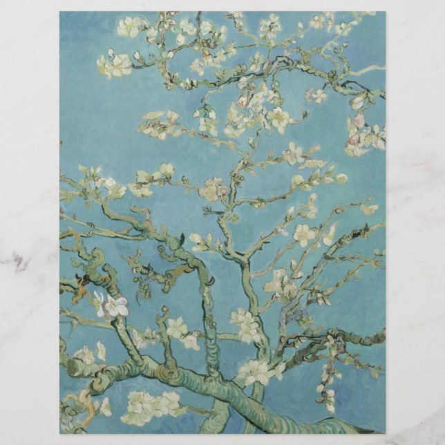 Papier Fleurs d'amandes par Vincent Van Gogh Art (Devant)