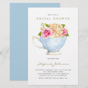 Papier Fleurs d'aquarelle dans Teacup Invitation Fête des