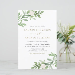 Papier Fleurs d'aquarelle et Faire-part de mariage de ver