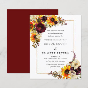 Papier Fleurs d'automne de budget Tournesol Invitation de