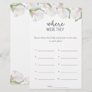 Papier Fleurs de calla - Où étaient-elles jeu de baby sho
