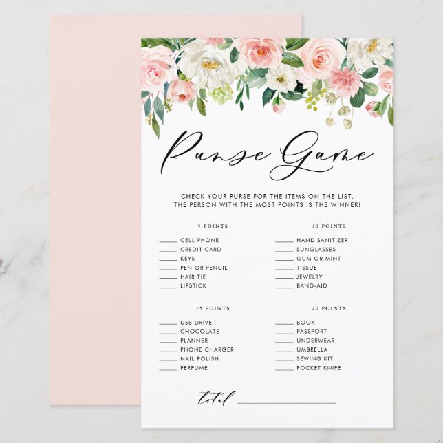 Papier Fleurs de jardin Ce qu'il y a dans votre sac Jeu d (Devant / Derrière)