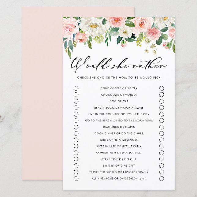 Papier Fleurs De Jardin Elle Plairait Baby shower (Devant / Derrière)