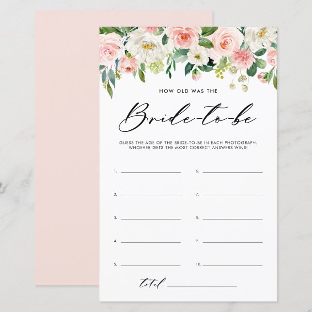 Papier Fleurs De Jardin L'Âge Du Jeu De Douche De Mariée (Devant / Derrière)