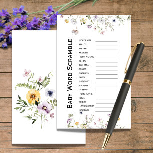 Papier Fleurs de jardin sauvage Baby shower Mot