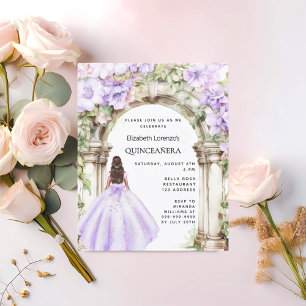 Papier Fleurs de lavande robe arc Quinceanera invitation