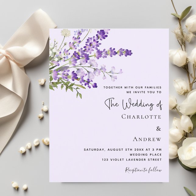 Papier Fleurs de lavande violet faire-part de mariage (Créateur téléchargé)