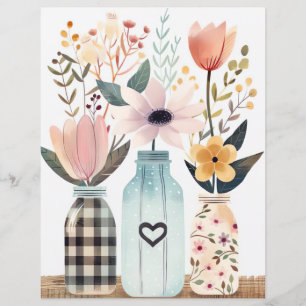 Papier fleurs de printemps coloré mason jar scrapbook pap