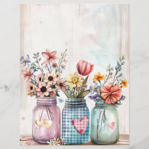 Papier fleurs de printemps coloré mason jar scrapbook pap