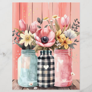 Papier fleurs de printemps coloré mason jar scrapbook pap