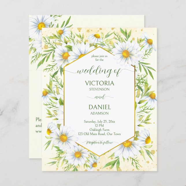 Papier Fleurs de printemps Wild daisy budget mariage (Devant / Derrière)