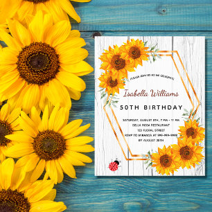 Papier Fleurs de soleil d'anniversaire budget bois blanc