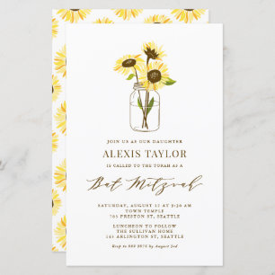 Papier Fleurs de soleil jaunes dans Jar Invitation Bat mi
