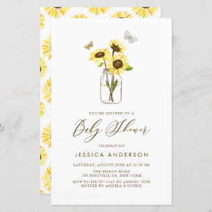 Papier Fleurs de soleil jaunes dans Mason Jar Baby shower