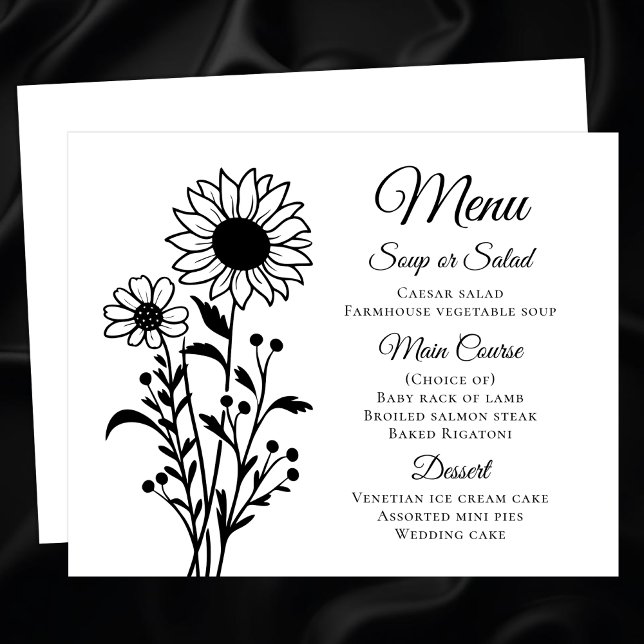 Papier Fleurs de soleil rustiques Mariage noir blanc Flor (Créateur téléchargé)