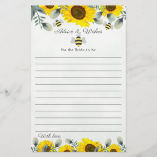 Papier Fleurs de tournesol et abeilles Souhaits et consei