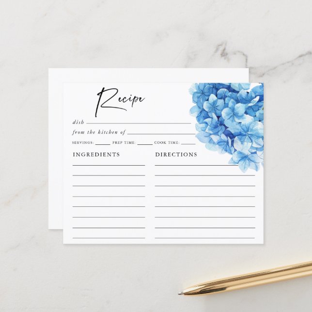 Papier Fleurs d'Hydrangea Bleu pour une Baby Shower de Ma (Devant/Arrière en situation)