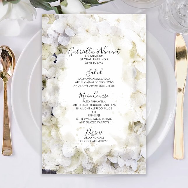 Papier Fleurs d'Hydrangée blanche Mariage d'aquarelle (Créateur téléchargé)