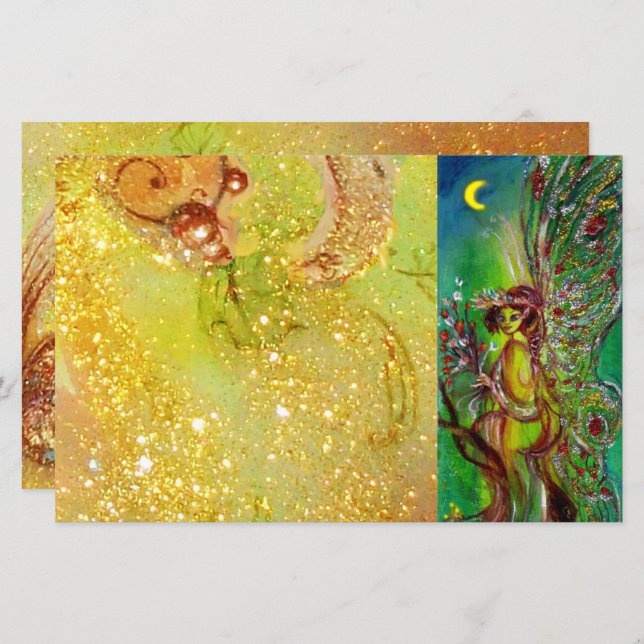 Papier FLEURS EN Imaginaire Jaune clair de lune (Devant / Derrière)