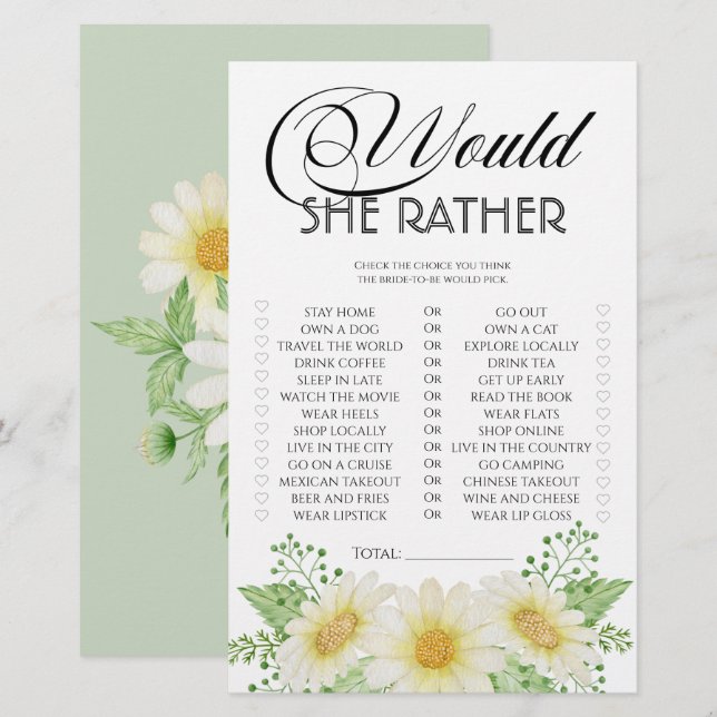 Papier Fleurs marguerites lui préférerait le jeu de douch (Devant / Derrière)