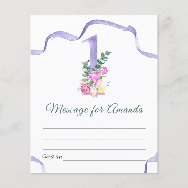 Papier Fleurs numéro message capsule temporelle d'anniver (Devant)