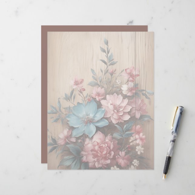 Papier Fleurs Ombre Douce arrière - plan (Devant/Arrière en situation)