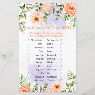 Papier Fleurs Pastel Anniversaire Ce ou Ce Jeu